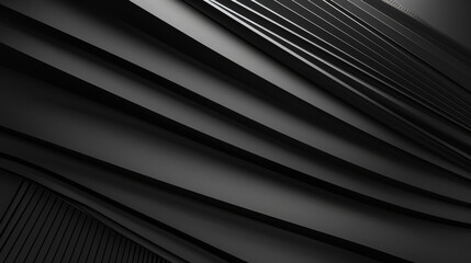 Black tech background, with a geometric 3D structure. Clean, minimal design with simple futuristic forms. 3D render