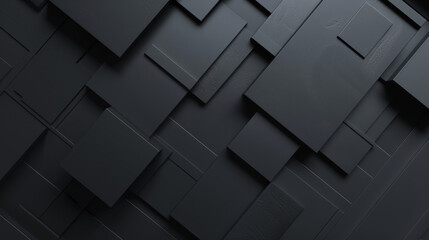 Black tech background, with a geometric 3D structure. Clean, minimal design with simple futuristic forms. 3D render