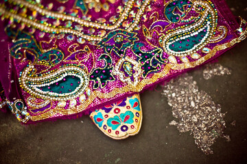 Silk shoe with beaded sari