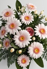 Bouquet of roses, daisies and gerberas