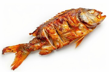 a grilled fish with slices of meat