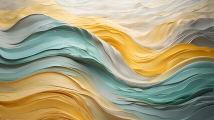 Contemporary digital artwork with flowing lines and layers in a range of earthy tones resembling geological structures