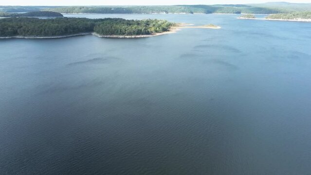 Drone View of Lake with Trees.