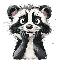Portrait of a cute raccoon. Vector illustration on white background.