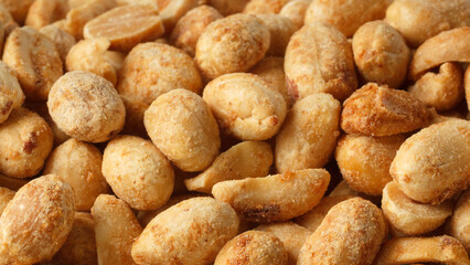 Closeup shot of dry roasted peanuts
