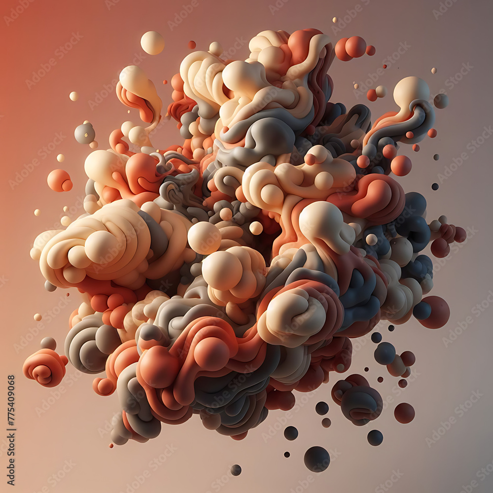Poster a captivating 3d illustration showcasing fluid elements in motion. the vibrant colors and surreal sh