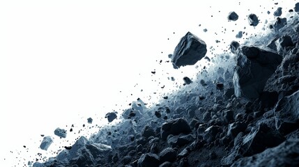 3D asteroid belt rocky field - obrazy, fototapety, plakaty