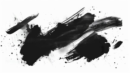Abstract Black Ink Splash and Brush Strokes in Japanese Style
