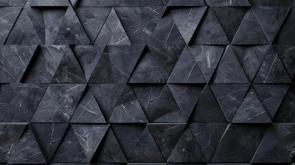 Abstract Dark Gray Stone Mosaic Tile Wallpaper Texture with Geometric Triangular Pattern - obrazy, fototapety, plakaty