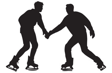 Ice skating silhouette vector bundle black silhouette