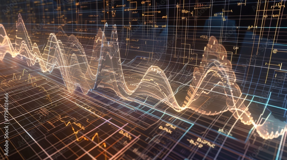 Poster charts of changes in the prices of stocks or other financial instruments, designed in the form of so