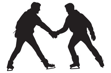 Professional ice skater silhouette isolated on white background