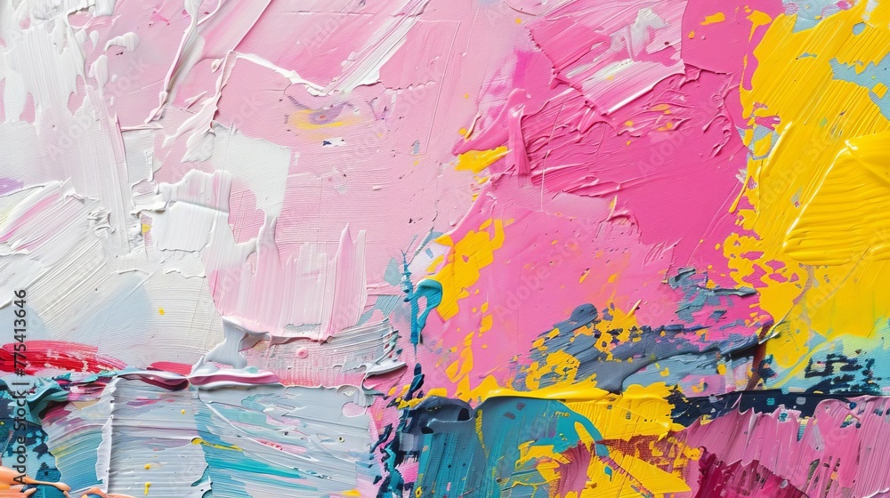 Poster abstract modern artwork with colorful paint strokes and textures on canvas