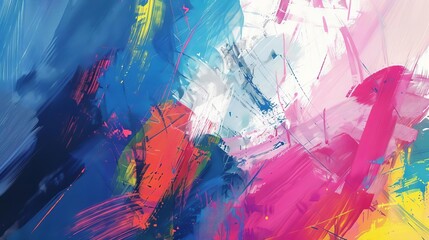 Abstract modern art background, colorful brushstrokes on canvas, digital painting