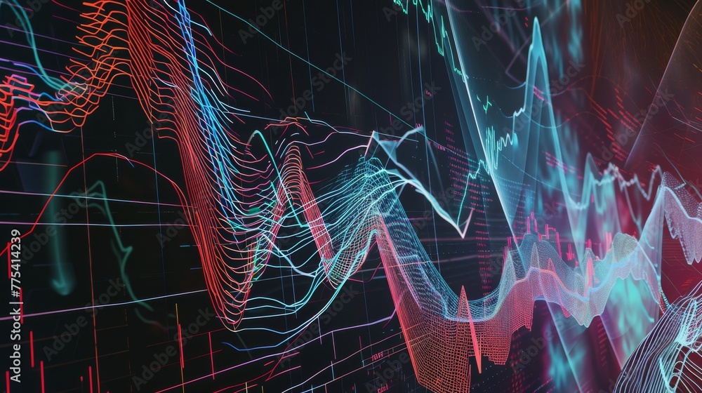 Poster charts of changes in the prices of stocks or other financial instruments, designed in the form of so