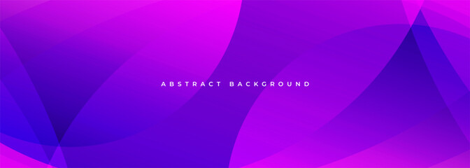 Purple and pink modern abstract wide banner with circles and geometric curve shapes. Violet and pink abstract background. Vector illustration