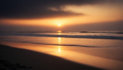 Fototapeta na wymiar Dark-And-Mysterious-Serene-Sunset-Over-A-Calm-Beac (2)