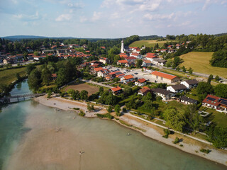 Aerial view of Bad Wiessee am Tegernsee, Upper Bavaria, Bavaria, Germany, Europe