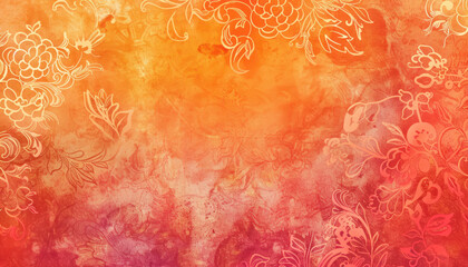 vibrant gradient background with floral and botanical patterns