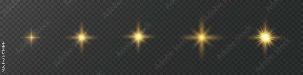 Poster shiny spark vector set. stars glowing effect.