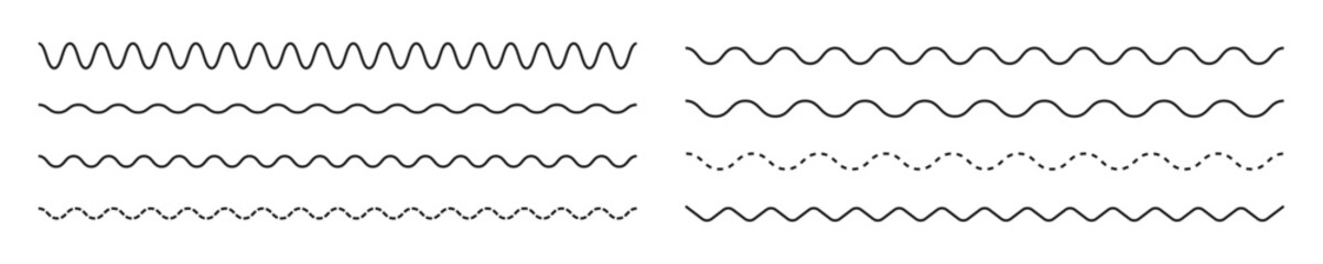 Wave lines vector set. Wavy line collection.