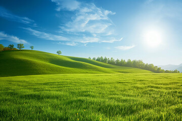 Obraz premium the landscape of a vast meadow for computer wallpaper, or the texture of the view outside the window for visualization, generative AI