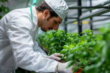 Person in Gloves Harvesting Lettuce