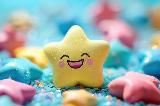 smiling yellow  star shaped plushies 