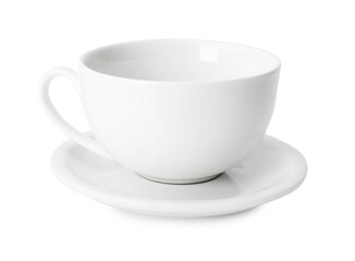 Ceramic cup and saucer isolated on white