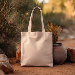 cotton tote bag mock up shopping bag, ai
