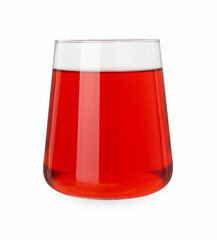 Refreshing pomegranate juice in glass isolated on white