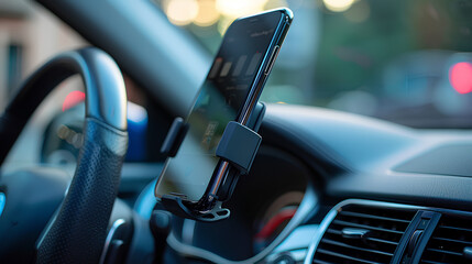 a cell phone grip holding a phone up in the front of a car
