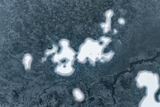 Snow structure on frozen fjord, ice, fish, Lofoten, Norway, Europe