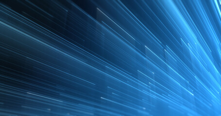 Dynamic blue streaks radiating outward, suggesting motion or speed in a tech environment.