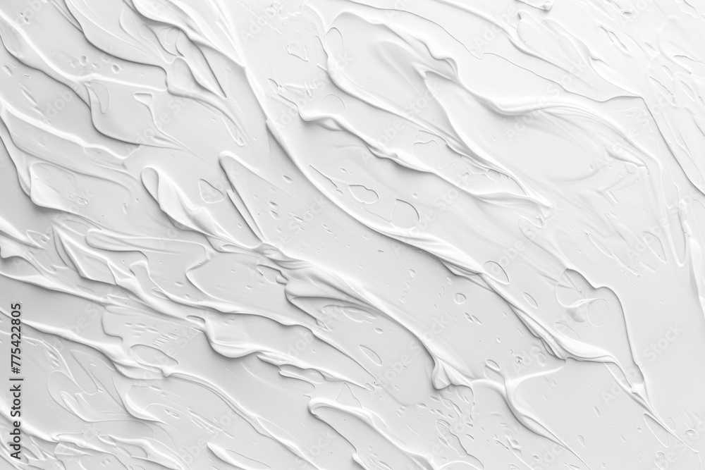Poster layers of white paint strokes create a textured abstract background.