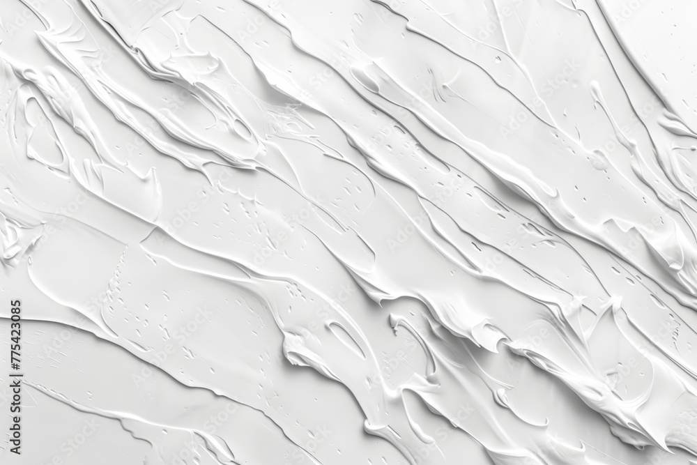 Aufkleber a smooth white cream texture with dynamic strokes and droplets.