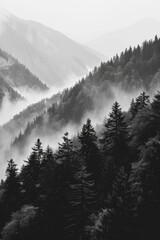 Forest misty landscape Generative AI