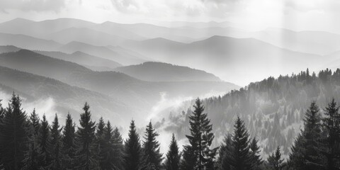 Forest misty landscape Generative AI