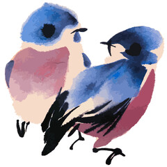 Watercolor vector illustration of bird. Traditional chinese ink and wash painting