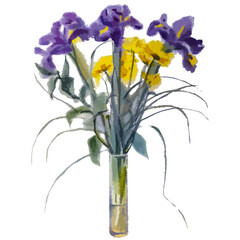 Vector watercolor illustration of of bouquet of flowers