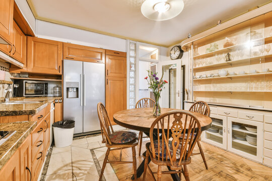 Cozy kitchen interior with dining area