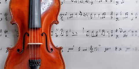 Fototapeta na wymiar Violin with grunge notes Generative AI