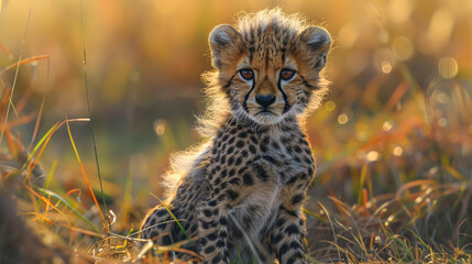 cheetah sitting in the grass