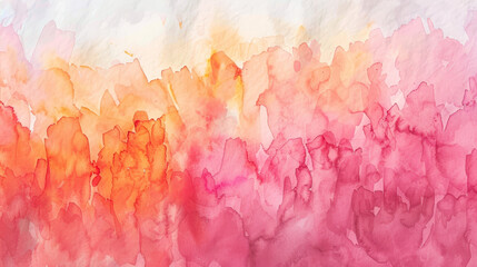 Gradient watercolor texture with pink, red, and yellow hues. - obrazy, fototapety, plakaty