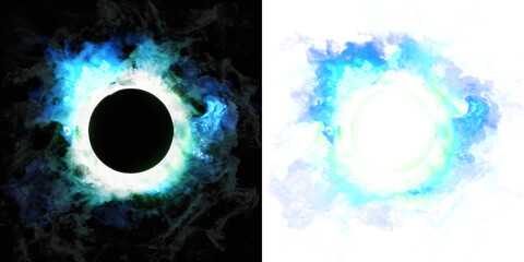 Cyan ring with a luminous core and icy frosted edges, bright and crystal-like for glowing VFX overlays. - 775426035