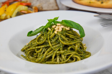 Fresh Italian pesto pasta 