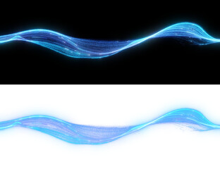 Luminescent blue threads isolated on black and transparent background, simulating the pulsating rhythms of data in a digital ecosystem. 3D render - 775426428