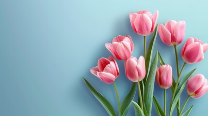 Fototapeta premium Wonderful Happy mother's day cute lovely elegant pink tulip flower banner template