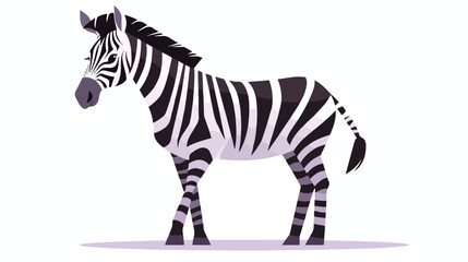 Fototapeta na wymiar Cartoon zebra on white background 2d flat cartoon v