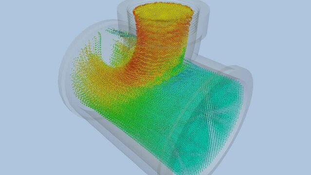 CFD simulation Computational fluid dynamics - duct system airflow simulation